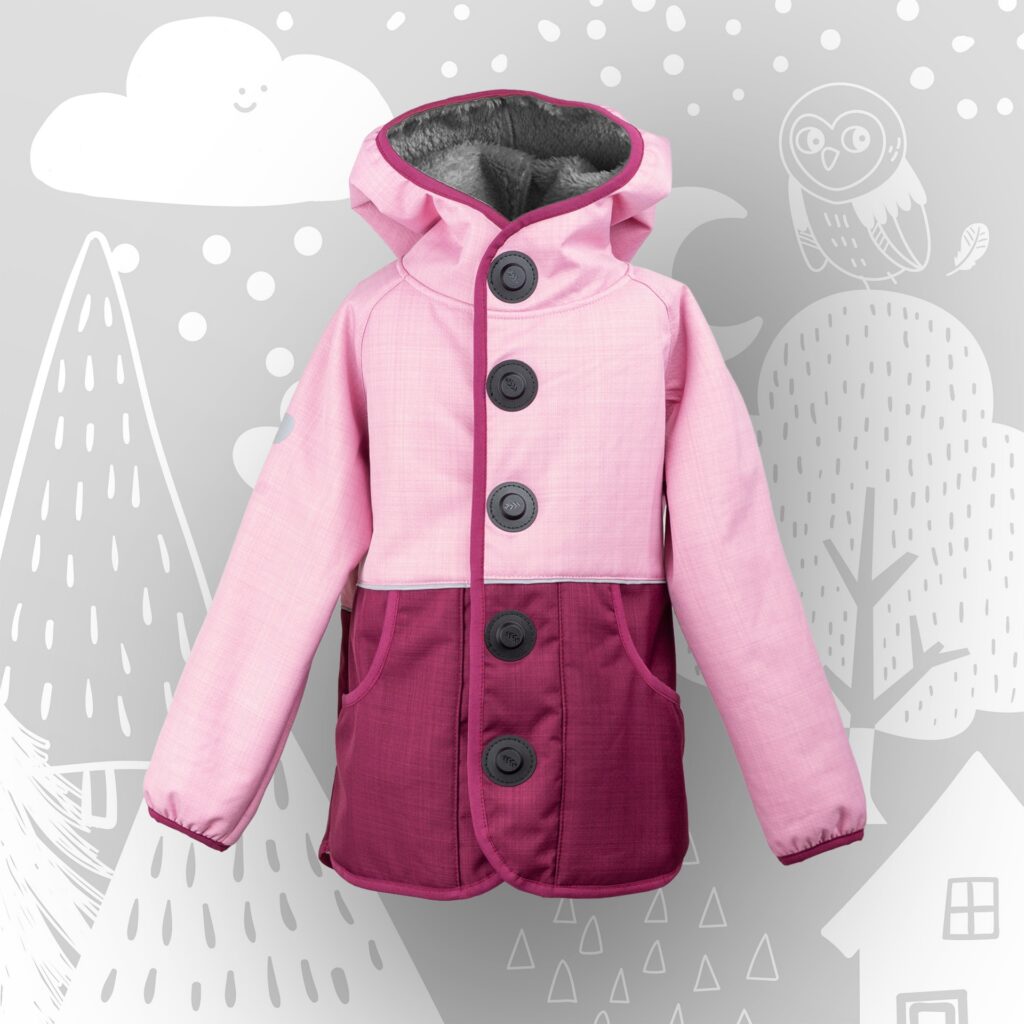 Teddyvoodriga softshell jope "Sled Friends" roosa lastele