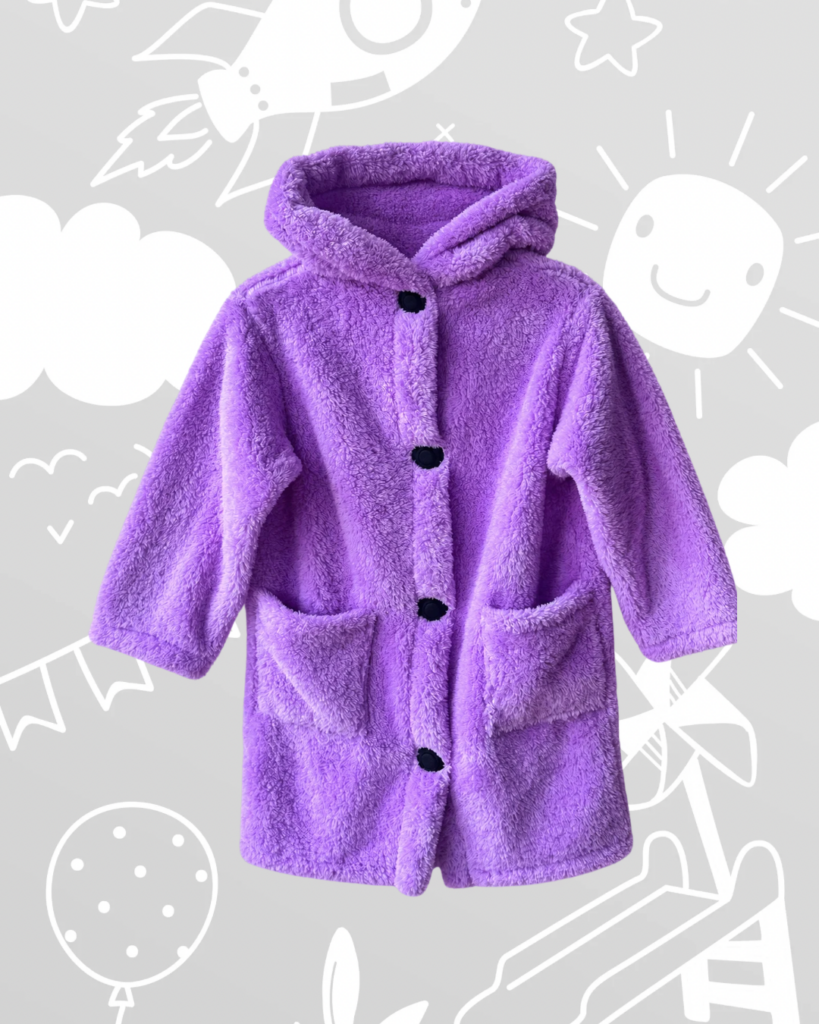 Magnetnööpidega hommikumantel lastele "Lilac"